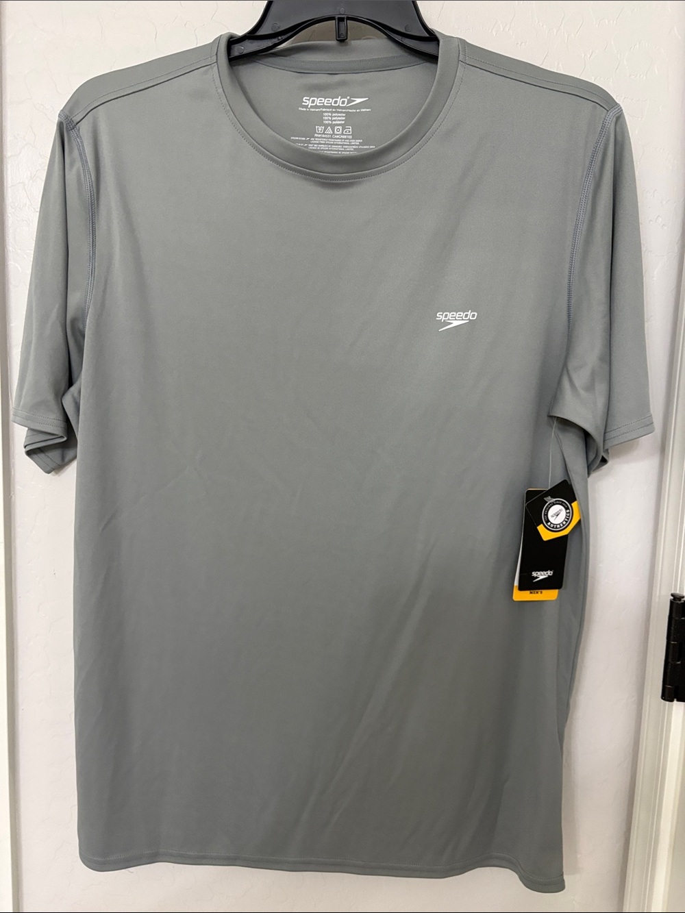 Speedo Men's Short Sleeve Crew Tech Tee in Light Gray
